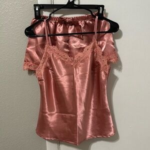 NWOT rose gold silk pajama set